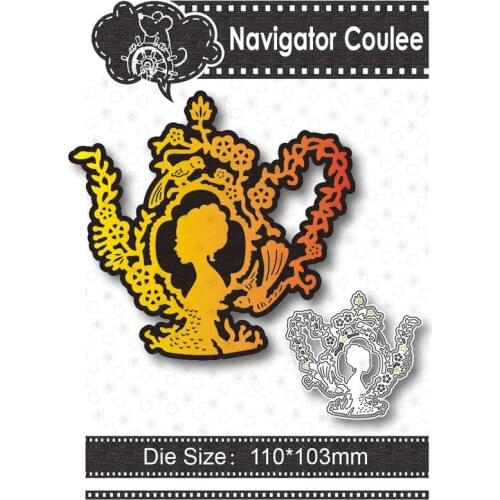 Teapot Lady Flower Cutting Mould 2021 Dead Scrapbook Metal Greeting Card Decoration Clear Stamp DIY Craft Creative Embossing