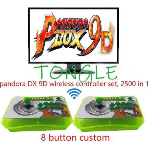 Pandora Box 9d 2 players wireless controller Set 8 button custom 3P 4P game Built in 2500 in 1 support arcade 3d game tekken