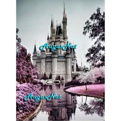 Castle diamond painting full round wall art scenery diamond dotz stream diamond drawing pictures sight rhinestone pasted gifts