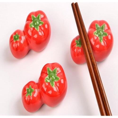 Tomato Watermelon Shape Fruit Ceramic Chopsticks Holder Chopsticks Holder Stand Practical Fashion Kitchen Tableware