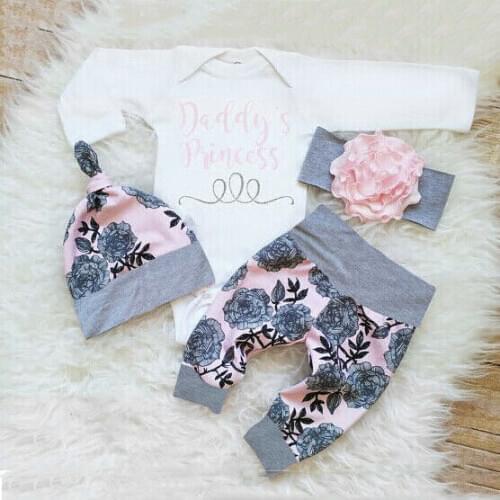 3PCS Newborn Baby Girl Boy Tops Romper +Long Pants Headband Outfits Clothes Set Outfit Autumn Toddler Girls Clothing