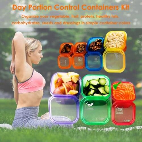21 Day Portion Control Containers, 14 Pieces Food Storage Box Set for Balanced Diet and Weight Loss Fitness recipe control set