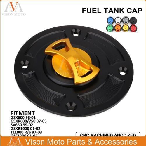 CNC Gas Fuel Tank Cap Cover For Suzuki GSX600 GSXR600 GSX600R GSXR750 SV650 GSXR1000 TL1000R TL1000S GSF1200 HAYABUSA GSXR1300