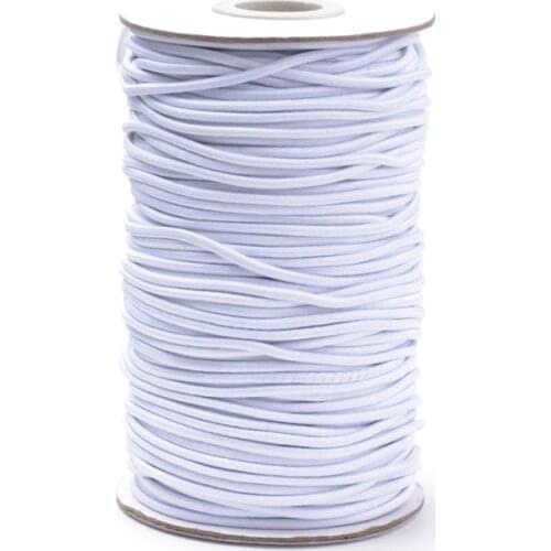 2mm Stretch String Round Elastic Cord Rope for DIY Sewing Accessories Mask Jewelry Making Black White 70m/roll