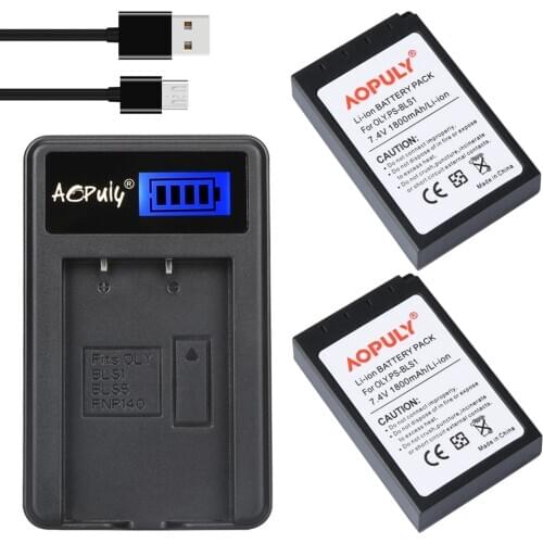 AOPULY 2pcs BLS 1 BLS1 BLS-1 Rechargeable Li-ion Batteries +USB LCD Charger for OLYMPUS E-PL1 E400 E410 E420 E450 E620 E-P1E-P2