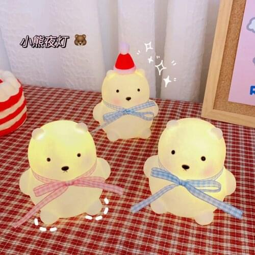 Small Night Light Touch Sensor Detachable Wall Lamp Portable Cute Bear Table Lamp Bedroom Cabinet Staircase Decoration