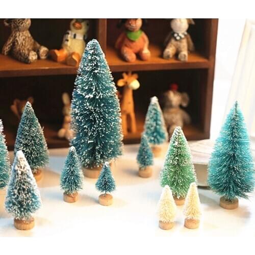 5pcs Christmas Gift Mini Christmas Tree Ornaments Fake Pine Tree DIY Xmas Decoration for Home Navidad Village Houses Table Decor