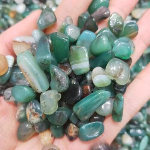 200g Natural green agate gravel aquarium decoration fish tank pillow stone flower crystal pot Specimen