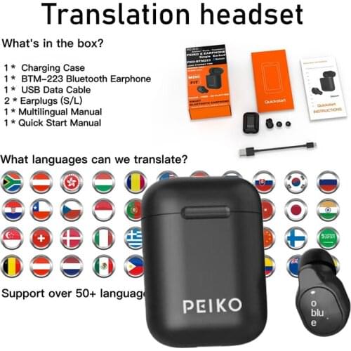 New Translator Earbud Wireless Travel Business Headset 32+ Languages Bluetooth 5 Off-line Translation Voice Assistant Backend