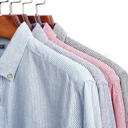 2019 New Mens Striped Shirt Mens Shirt Japanese Long Sleeve Square Collar Casual Striped Sshirt More size S-XXL 3XL 4XL