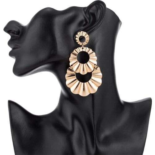 European and American Jewelry Fashion Hot-selling Earrings Round Multilayer Metal Earrings Temperament Earrings Women Wholesale