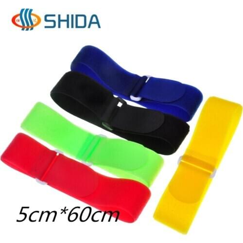 20pcs 5cm*60cm Self Adhesive Colorful Reusable Hook Loop Fixed Fastener Straps with Plastic Buckle for PC Wire Management
