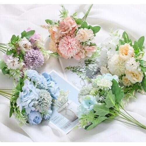 Wedding Decoration Home Decor Display Simulation Rose Bouquet Artificial Peony Fake Hand Hold Wrearh Branch
