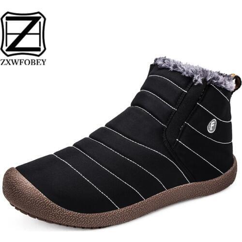 ZXWFOBEY Waterproof Boots Men Fur Ankle Boots Men 36 s Rubber Ankle Boots Platform Winter Boots For Men High Warm Size