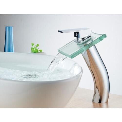 Vidric Explosion models Glass waterfall Faucet, Foreign trade waterfall hot and cold water mixer faucet