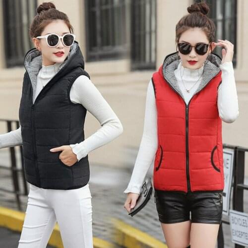 Woman Parkas 2021 Vest Hooded Female New Fund Winters Vest Leisure Joker cotton-padded Coat Winter Jacket Women QK007