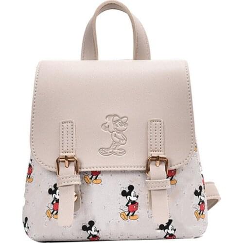 Disney Mickey women Leather Backpacks ladys travel backpack Femme Backpacks For teenage Girls Preppy High Quality Backpack