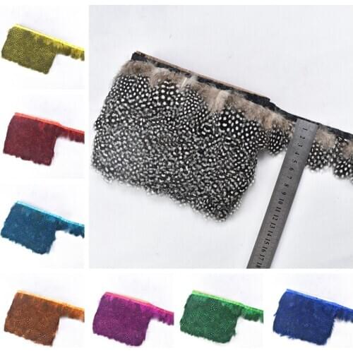 10Meter Guinea Fowl Feathers Trim Ribbon Pheasant Feathers for Clothes Trims Costume Sewing Accessories Crafts Decorative Plumas