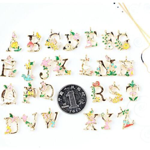 10 Pieces/lot 12*18mm Fashion 26 Letters Enamel Alloy Alphabet Pendant For Necklace Charms for Jewelry DIY Accessories