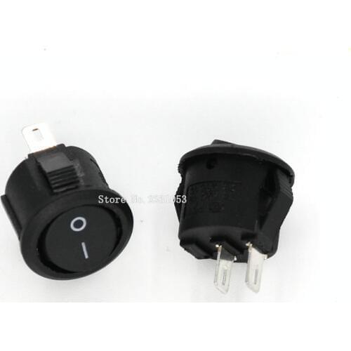 10PCS/LOT 16mm Diameter Small Round Boat Rocker Switches Black Mini Round Black 2 Pin ON-OFF Rocker Switch KCD1