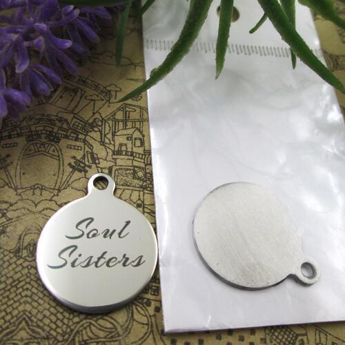 20pcs--"Soul Sisters"stainless steel charms 5 styles for choosing DIY Charms for necklace bracelets