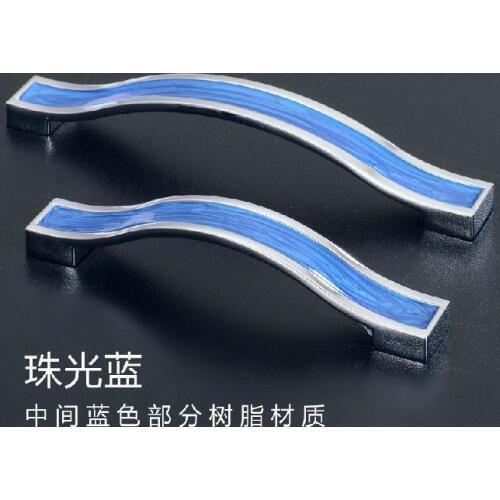 10PCS Blue Amber handle and knobs /crystal drawer pull /furniture hardware handle / door pull ( C.C.:128mm L:145mm)