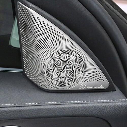 2pcs Car Door Audio Speaker Trim Cover Metal Decor Sticker For Mercedes Benz C Class W205 C320 C180 C200 C350 C220 Car Tuning