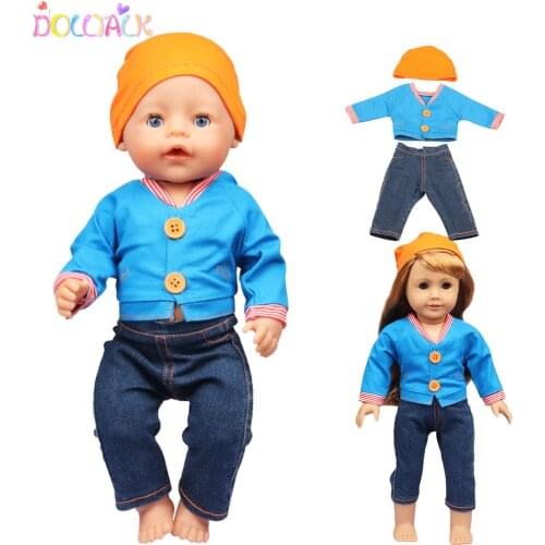 3 Pieces T-shirt+Denim Skirt+Bottoming Pant Doll Dress Up Accessorices Cute Doll Clothes For 17-18 Inches And 43cm Dolls