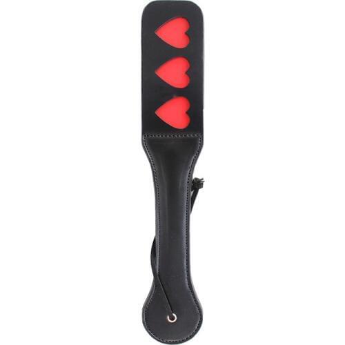 32cm Heart Shape SM Flog Spank Paddle Beat Submissive Slave Kinky Fetish Black BDSM Whip Torture Gear Sex Toy