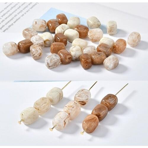 50pcs/lot 13*9mm Imitation marble print geometry Straight hole geometry shape resin beads diy jewelry earring/bracelet accessory