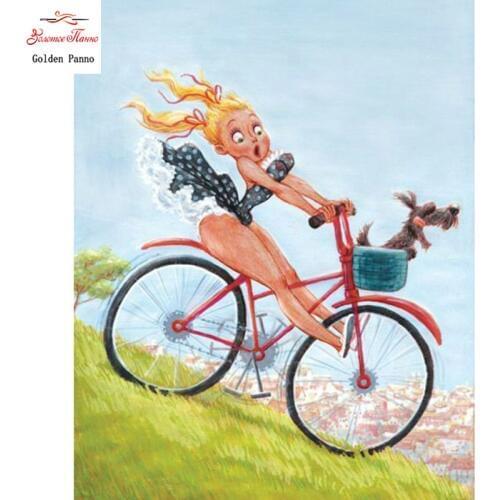 5D DIY full square diamond painting cross stitch bike cute girl and dog diamond mosaic diamond embroidery dropshipping
