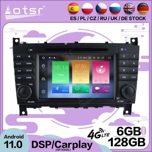 6+128G Carplay Android 11 For Benz C-Class W203 2004-2007 Car Multimedia GPS Video Player Radio Receiver Audio Stereo Head Unit