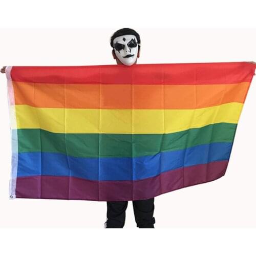 90x150cm Rainbow Pride Flag 6-Color Stripes UV Fading Resistant Pride Day Banner for LGBTQ Equal Love