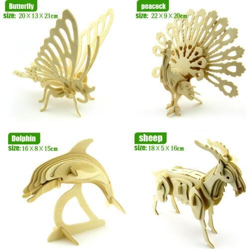 Dinosaur puzzle animals wooden toys three-dimensional model assembled puzzle toy DIY for baby childrens educational 3D puzzles