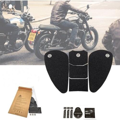 For bonneville T120 T100 Bobber Retro Motorcycle Cafe Racer Knee Tank Traction Pads Decals Grip Stickers Anti slip