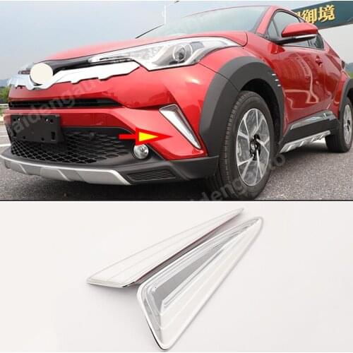 For Toyota C-HR CHR 2018-2019 Carbon fiber ABS chrome Front fog light lamp Grille Cover Trim Car Styling Accessories