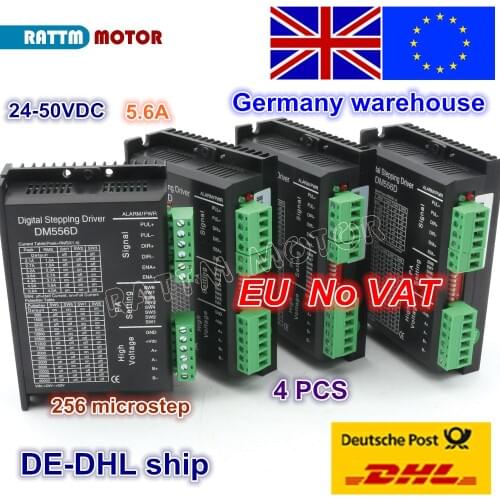 EU Free VAT 4pcs DM556D 50VDC 5.6A 256 microstep High performance digital for CNC Router MACHINE NEMA17/23 stepping motor driver