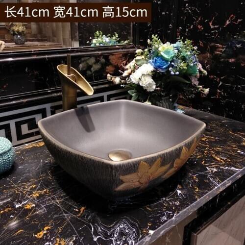 Europe Style China Artistic Handmade Flower Shape Counter top Ceramic Bathroom Vessel Sink hand wash basin