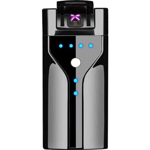 Flash sale Wholesale USB Pulse Cigarette Vehicle Computer Cross Double Arc Power Display Rechargeable Fingerprint Sensor Lighter