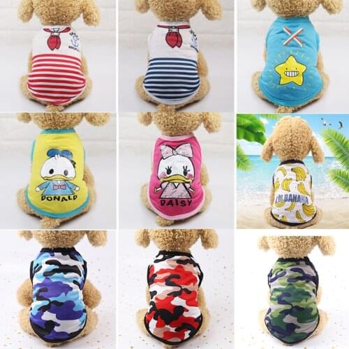 T-shirt Soft Puppy Dogs Clothes Pet Dog Coat Cartoon Clothing Summer Shirt Casual Vests for Small Pet Supplies