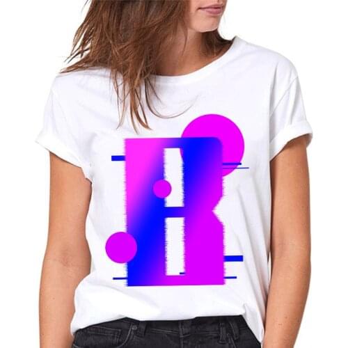 Summer Ladies T-shirts 26 English Alphabet B Print Women Tshirt 90s Retro Harajuku Casual Female Tee Tops fashion Female T shirt