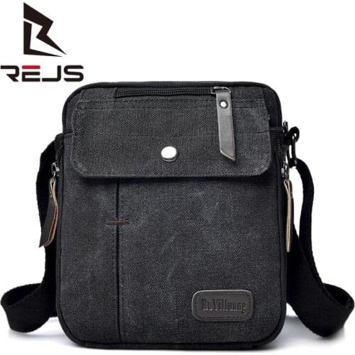 REJS LANGT Canvas Mens Shoulder Bag Daily Work Mini Crossbody Bags for Male Retro Multifunction Travel Sac Bandolera Hombre