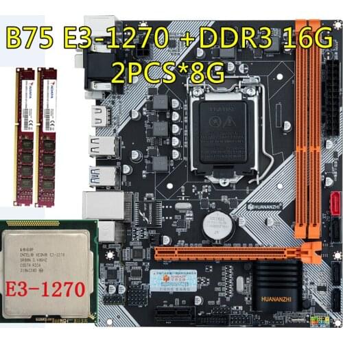 JSFFFL B75 motherboard set with Intel Core E3-1270 3.4GHz 2x8GB=16GB 1600MHz DDR3 Desktop Memory USB3.0 SATA3 X79 E3 1270