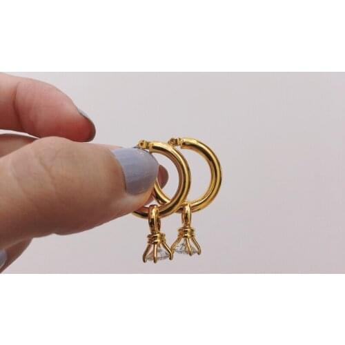 Women Jewelry Crystal Drop Earrings Brass With 18k Gold Party T Show Gown Runway rare Korean Japan Trendy INS