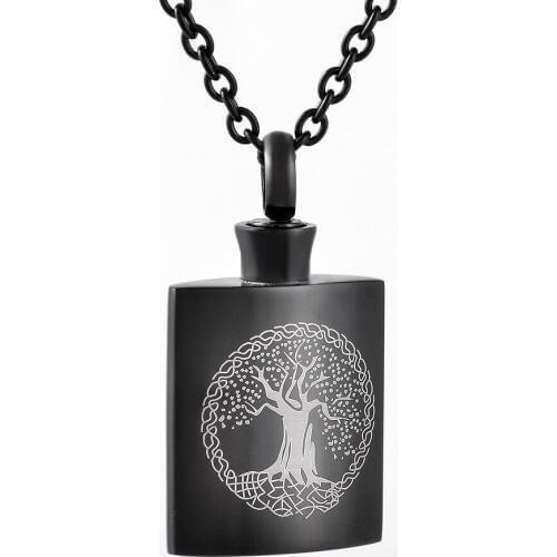 Multiple Color Crystal Bar Urn Hold Ashes Gold PVD Stainless Steel Cremation Urn Pendant Necklace Women Memorial Jewelry