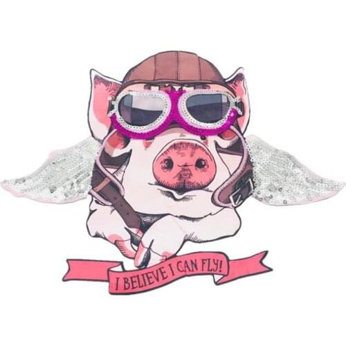 Fashion Large Patch Clothes Stickers Wing Pig Bikers Sequins Badge Sewing On Patches For Clothing Strange Things Christmas Gifts