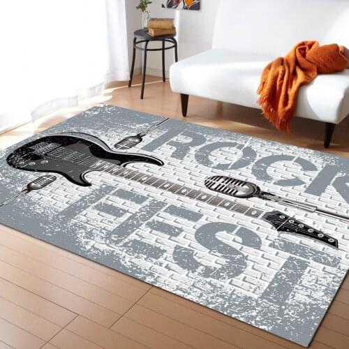 Rock Guitar Music Carpets for Living Room Childrens Room Carpet Bedroom Bedside Blanket Kitchen Doormat