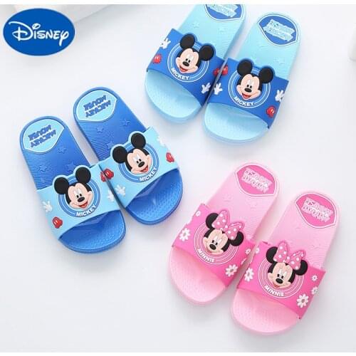 Disney Mickey Minnie Genuine Slippers Boys and Girls Toddler Bathroom Baby Wear A Word Sandals Outside The Home, Cute Non-slip