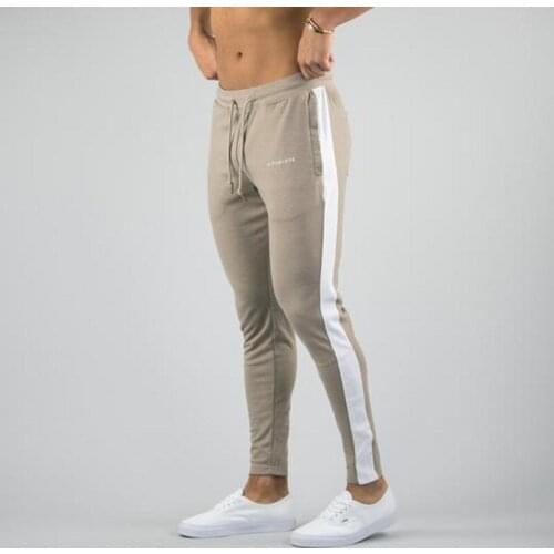 2021 new men muscle fitness running training sports cotton trousers mens breathable Slim beam mouth casual health pants Male