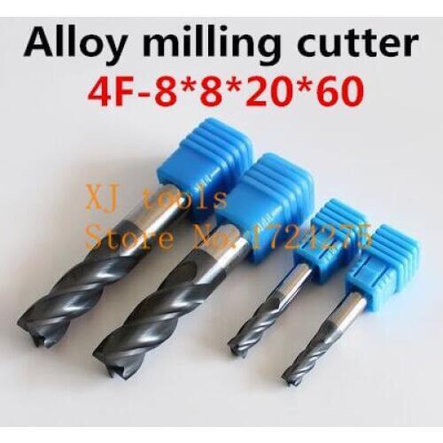 New Free Delivery 1PCS 4F-8.0*8*20*60mm Micro Solid Carbide End Mill CNC Milling Cutter Tool Bits For Steel Milling